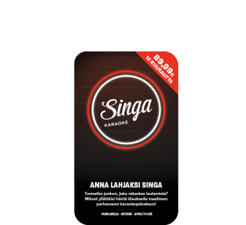 Singa-karaoke lahjakortti, 12 kk - 80 000 laulua