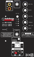 B-Stock AudioDesignPRO M2 10WL 10" kannettava akkukäyttöinen kaiutin+2x langatonta mikkiä 