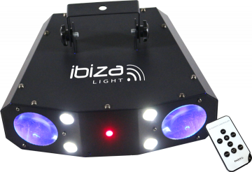 Ibiza Light 3in1 light with moonflower, strobe and laser effects