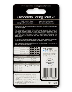 CrescendoPRO Fcking Loud 25 (Drummer) korvatulpat, High-End