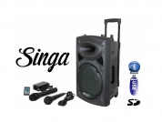 ibiza Sound 500W akkukaiutin + 2x mikrofoni + Singa nettikaraoke