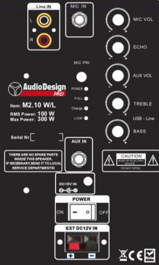 AudioDesignPRO M2 10WL 10" kaiutin ja mikrofoni x2