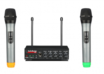 AudioDesignPRO 502M mixer with two wireless mics