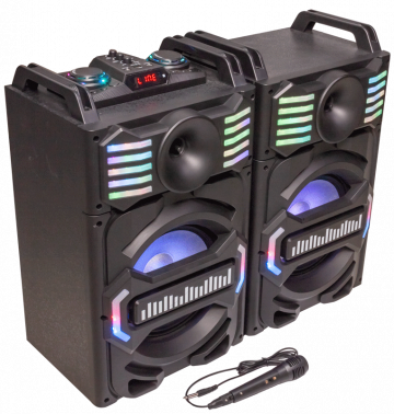 Party Light & Sound DJ äänijärjestelmä USB, Bluetooth, TF sisääntuloilla ja mikrofonilla 2 x 10" 700w