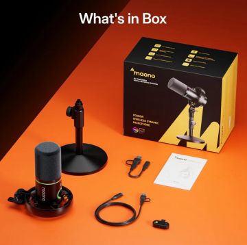 Maono PD200W T langaton mikrofoni paketin sisältö