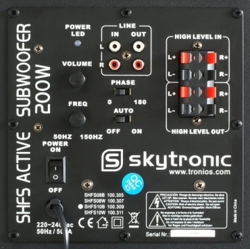 Skytronic SHFS10B Active subwoofer