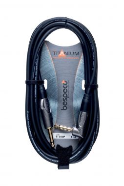 Bespeco Titanium TT300P 3m instrumenttijohto, kulmaplugi