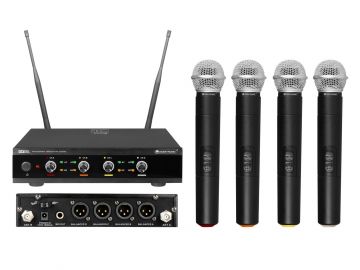 Omnitronic UHF-E4 neljän käsi- ja lavalier-mikin langaton järjestelmä