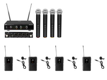 Omnitronic UHF-E4 neljän käsi- ja lavalier-mikin langaton järjestelmä